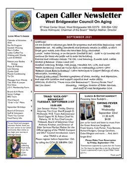 Capen Caller Newsletter West Bridgewater Council on Aging