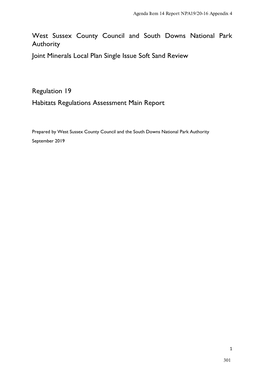 West Sussex County Council and South Downs National Park Authority Joint Minerals Local Plan Single Issue Soft Sand Review