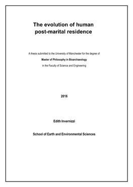 The Evolution of Human Post-Marital Residence