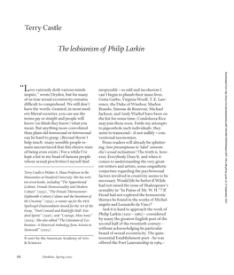 Terry Castle the Lesbianism of Philip Larkin