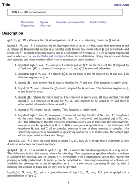 Qrd( ) — QR Decomposition