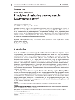 Principles of Reshoring Development in Luxury Goods Sector1