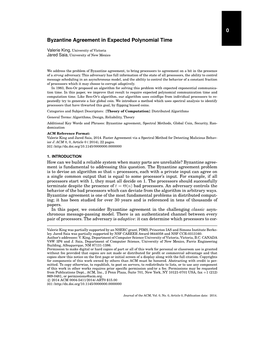 0 Byzantine Agreement in Expected Polynomial Time