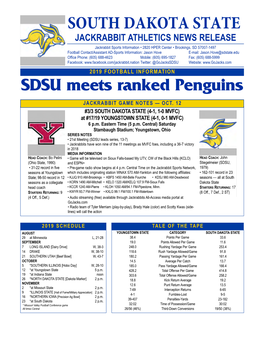 South Dakota State Football Notes, 10-9-2019