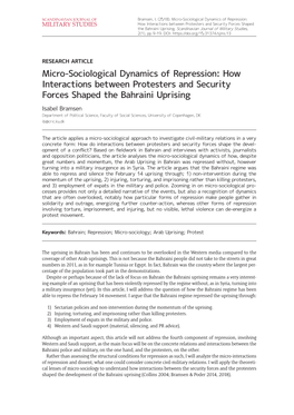 Micro-Sociological Dynamics of Repression: MILITARY STUDIES How Interactions Between Protesters and Security Forces Shaped the Bahraini Uprising