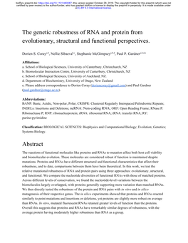 The Genetic Robustness of RNA and Protein from Evolutionary, Structural and Functional Perspectives