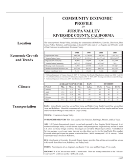 Community Economic Profile Jurupa Valley