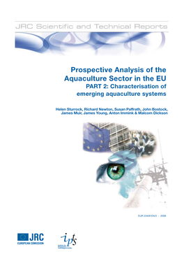 Prospective Analysis of the Aquaculture Sector in the EU. PART 2: Characterisation of Emerging Aquaculture Systems