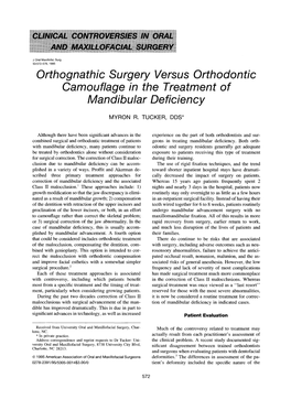 Orthognathic Surgery Versus Orthodontic Camouflage in the Treatment of Mandibular Deficiency