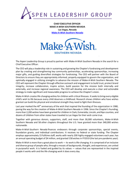 CHIEF EXECUTIVE OFFICER MAKE-A-WISH SOUTHERN NEVADA Las Vegas, Nevada Make-A-Wish Southern Nevada