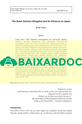 2 the Dutch Science Rangaku and Its Influence on Japan JKWPSDR Vol