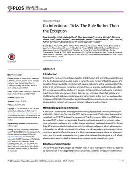 Co-Infection of Ticks: the Rule Rather Than the Exception