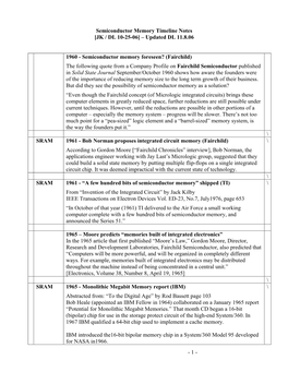 Semiconductor Memory Timeline Notes [JK / DL 10-25-06] – Updated DL 11.8.06