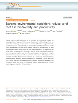 Extreme Environmental Conditions Reduce Coral Reef Fish Biodiversity
