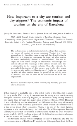 The Economic Impact of Tourism on the City of Barcelona