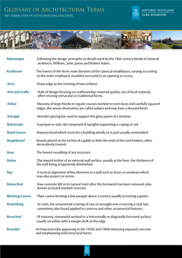 Glossary of Architectural Terms Key Terms Used in Listed Building Records