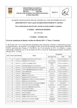 MINISTÉRIO DA DEFESA EXÉRCITO BRASILEIRO DECEX - Detmil Pag Nr 1 ESCOLA DE INSTRUÇÃO ESPECIALIZADA