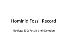 Hominid Fossil Record