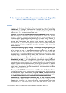 3. Les Liens Urbain-Rural Dans Les Provinces De Taounate (Région Fès- Meknès) Et Berrechid (Région Casablanca-Settat)1