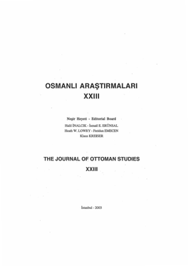 OSMANLI Araştlamalari XXIII