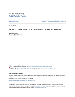 Ab Initio Protein Structure Prediction Algorithms