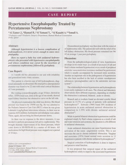Hypertensive Encephalopathy Treated by Percutaneous Nephrostomy *A1 Zamer J.,*Hamad B.,*A1 Yamani Y., *A1 Kaaabi A.**Ismail A