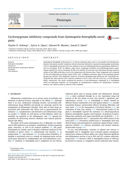 Cyclooxygenase Inhibitory Compounds from Gymnosporia Heterophylla Aerial MARK Parts