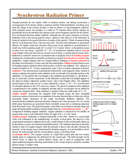 Synchrotron Radiation Primer