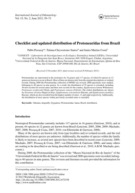 Checklist and Updated Distribution of Protoneuridae from Brazil