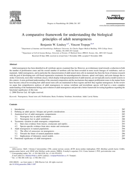 A Comparative Framework for Understanding the Biological Principles of Adult Neurogenesis Benjamin W