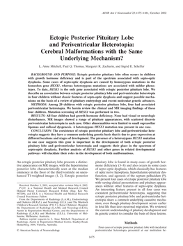 Ectopic Posterior Pituitary Lobe and Periventricular Heterotopia: Cerebral Malformations with the Same Underlying Mechanism?