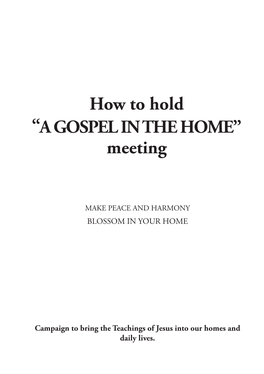 “A GOSPEL in the HOME” Meeting
