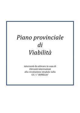 Piano Provinciale Di Viabilità