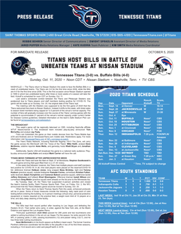Titans Host Bills in Battle of Unbeaten Teams at Nissan Stadium