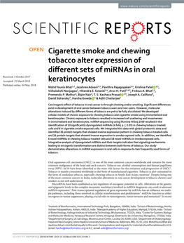 Cigarette Smoke and Chewing Tobacco Alter Expression of Different Sets Of