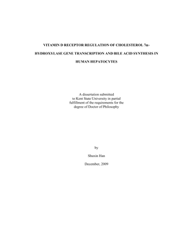 Hydroxylase Gene Transcription and Bile Acid Synthesis In