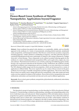 Flower-Based Green Synthesis of Metallic Nanoparticles: Applications Beyond Fragrance