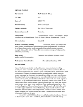 HENSOL CASTLE Ref Number PGW (Gm) 41 (GLA) OS Map 170 Grid Ref