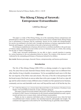 Wee Kheng Chiang of Sarawak: Entrepreneur Extraordinaire