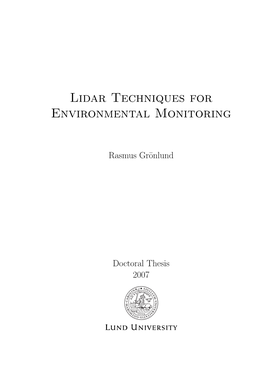 Lidar Techniques for Environmental Monitoring