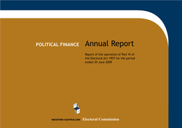 POLITICAL FINANCE Annual Report