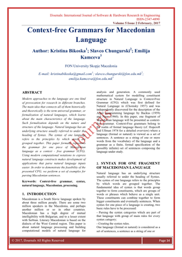 Context-Free Grammars for Macedonian Language