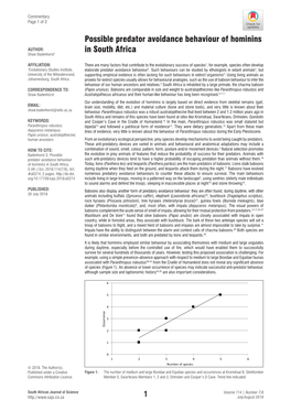 Possible Predator Avoidance Behaviour of Hominins in South Africa