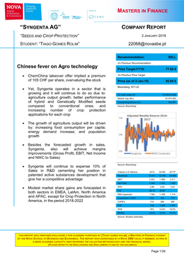 “Syngenta Ag” Company Report