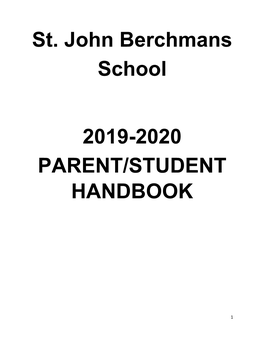 St. John Berchmans School 2019-2020 PARENT/STUDENT