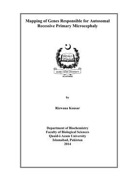 Mapping of Genes Responsible for Autosomal Recessive Primary Microcephaly
