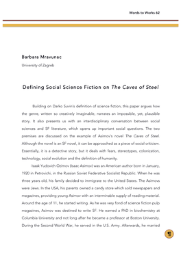 Defining Social Science Fiction on the Caves of Steel