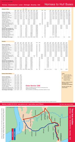 Hornsea : Brandesburton : Leven : Skirlaugh : Beverley : Hull Hornsea to Hull Buses