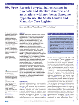 Recorded Atypical Hallucinations in Psychotic and Affective Disorders and Associations with Non-Benzodiazepine Hypnotic Use