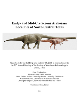 Early- and Mid-Cretaceous Archosaur Localities of North-Central Texas